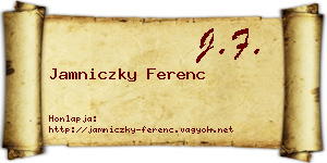 Jamniczky Ferenc névjegykártya